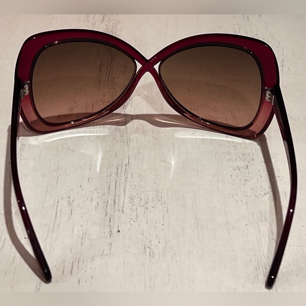 Tom Ford Women's Square Red Rose Sunglasses - Picture 6 of 11